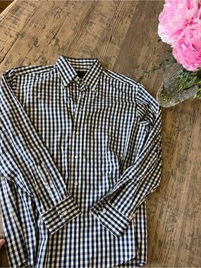 Bruli Men's Navy & White Gingham Button-Down Shirt